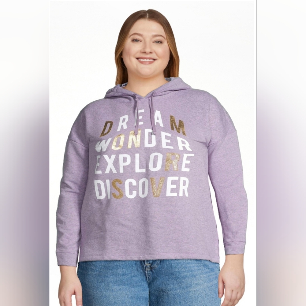 Hanes Women's Size 2XL Lilac Dream Wonder Explore Discover Pullover Hoodie